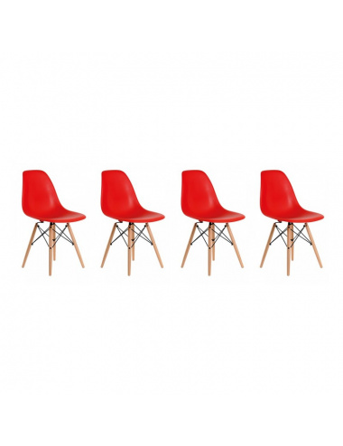 PACK 4 SILLAS EAMES COLOR ROJO
